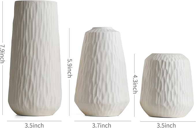 Modern boho ceramic striped vases (Set of 3)