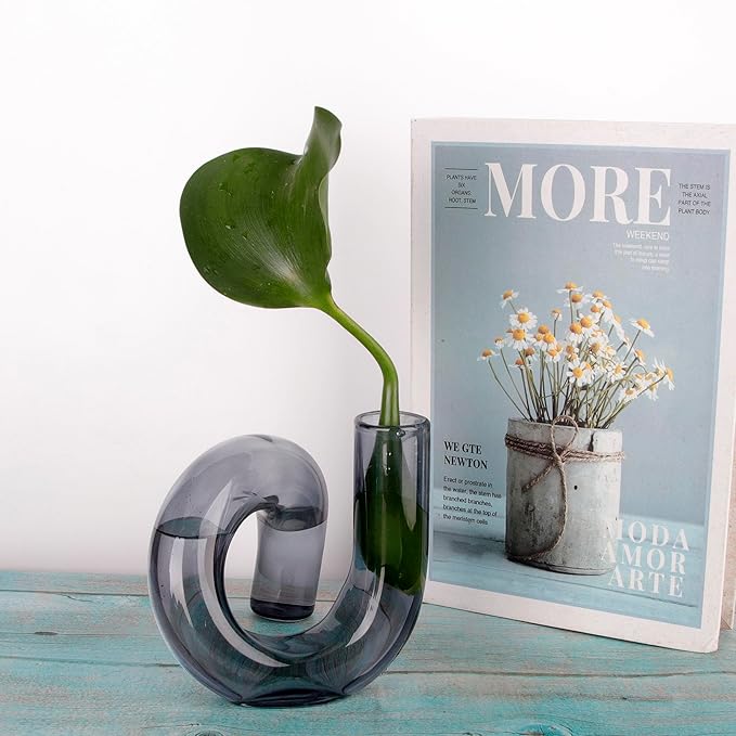 Irregular Grey Shaped Glass Vase