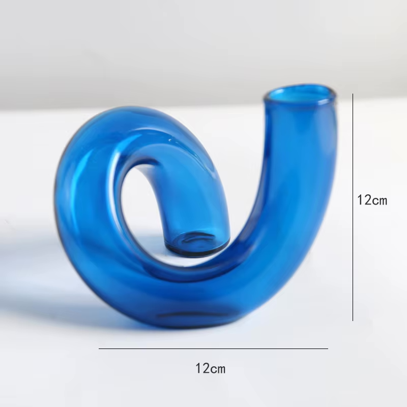 Irregular Blue Shaped Glass Vase