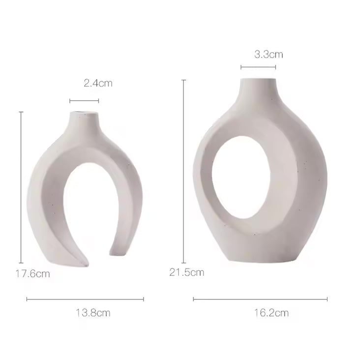 White Pottery Love Vases (Set of 2)