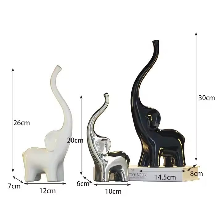 3-Piece Ceramic Elephant Set