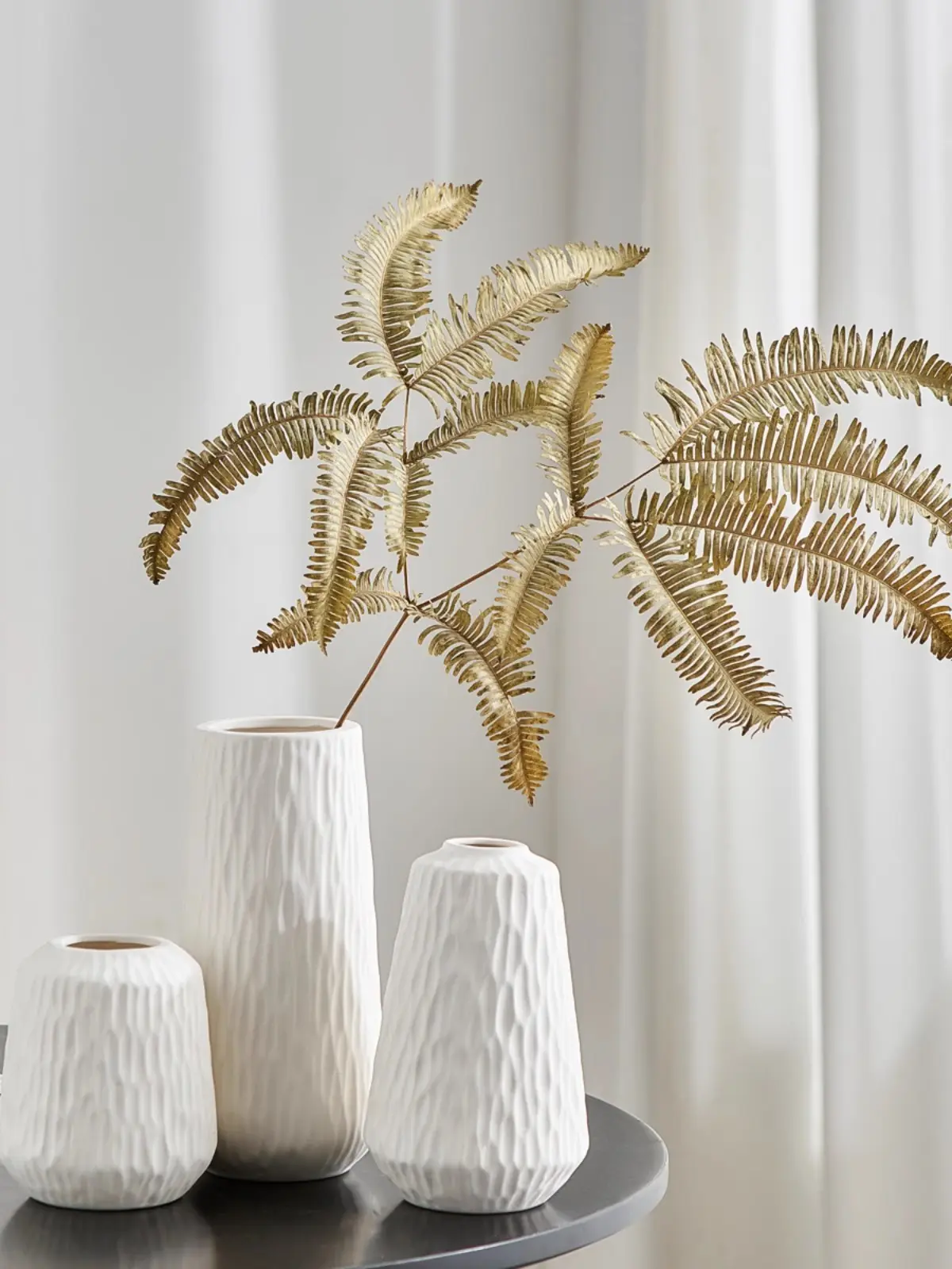 Modern boho ceramic striped vases (Set of 3)