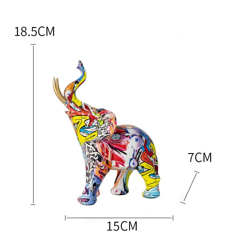 Miniature Graffiti-Inspired Elephant Sculptures – Set of 2