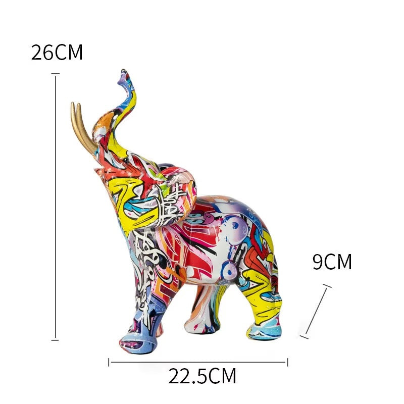Miniature Graffiti-Inspired Elephant Sculptures – Set of 2