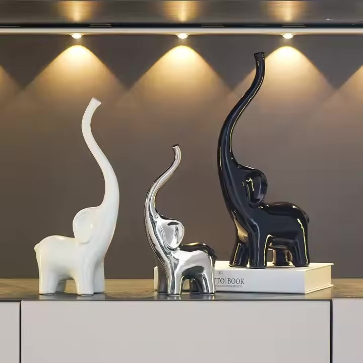 3-Piece Ceramic Elephant Set