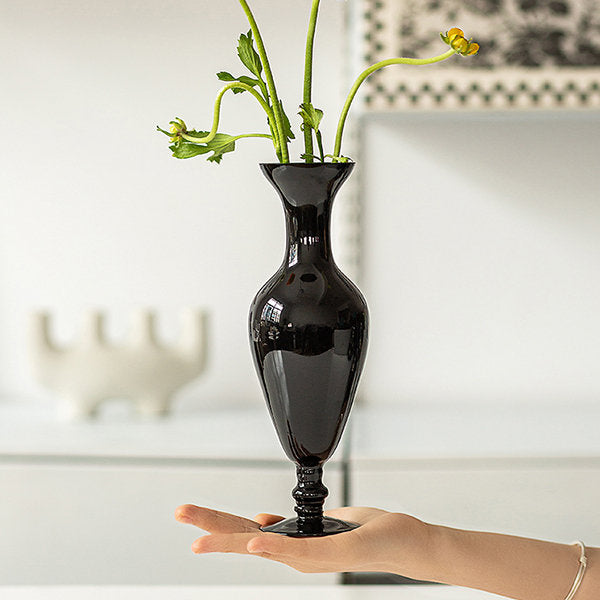Black Sculptural Glass Vase