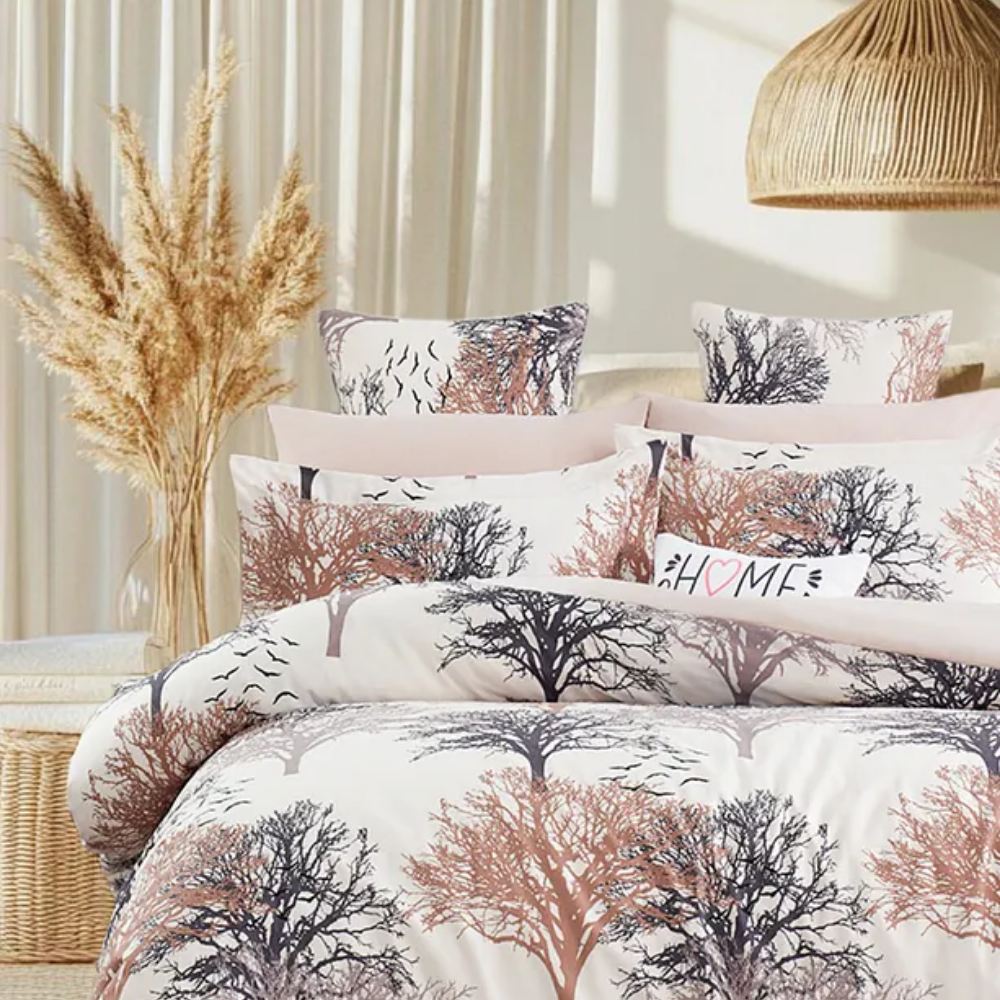 Double-Sided Duvet Cover Set with Fitted Sheet Spring