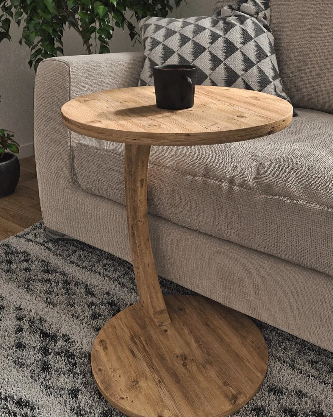 Atlantic Pine Wheeled C Coffee Table Sofa Table AtelierCasa