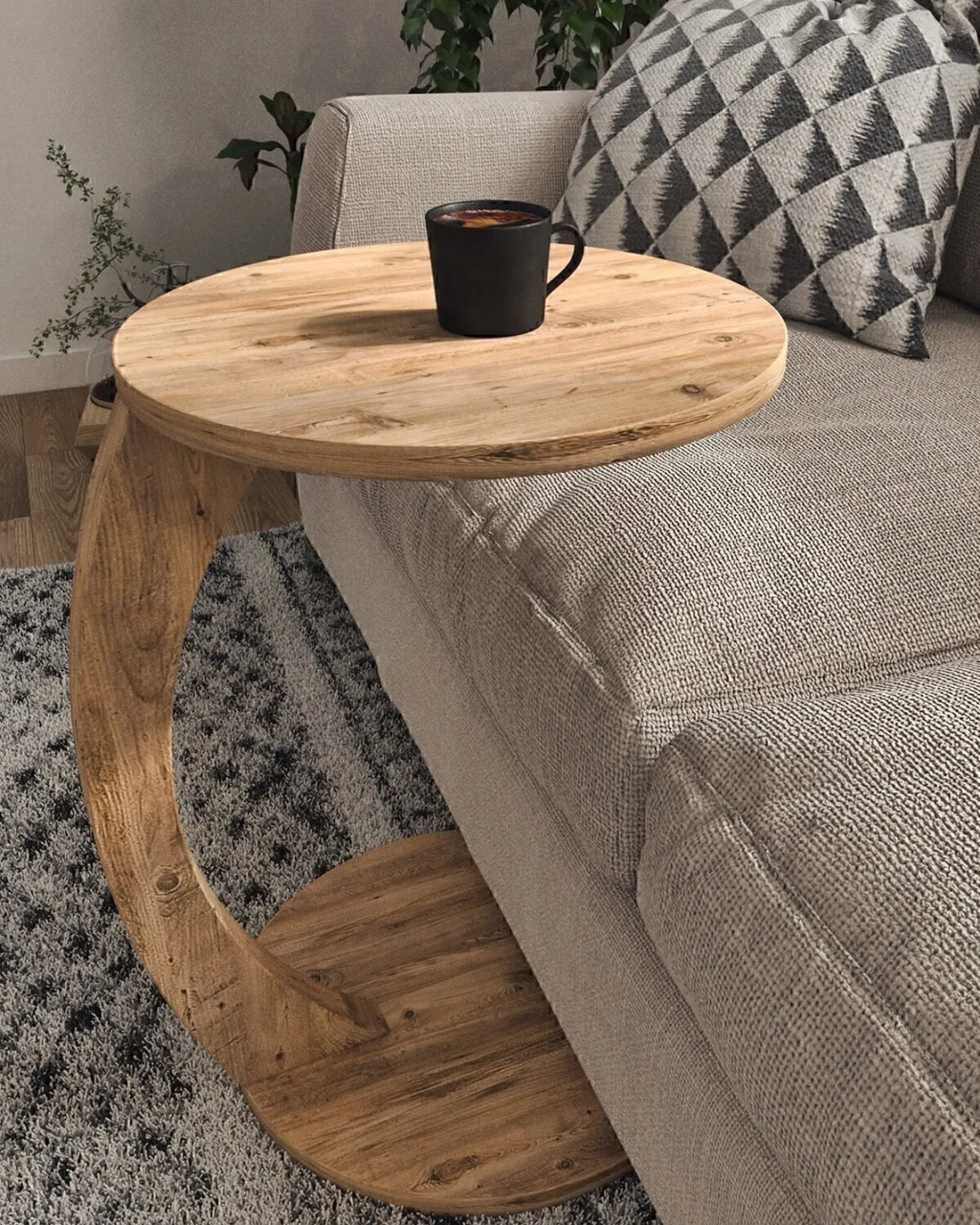 Atlantic Pine Wheeled C Coffee Table Sofa Table AtelierCasa