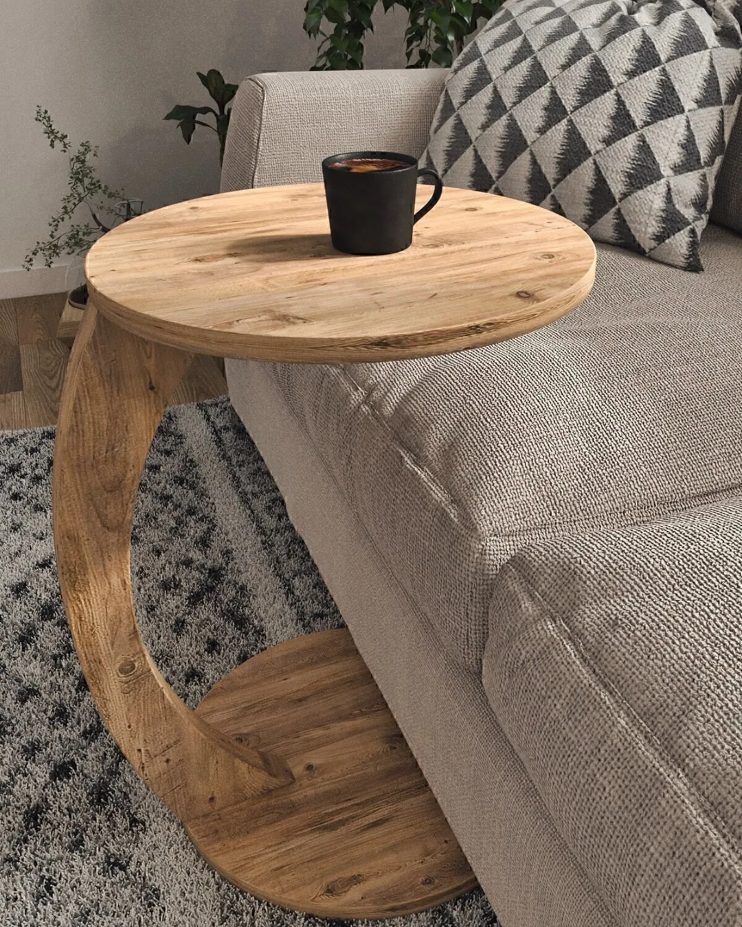 Atlantic Pine Wheeled C Coffee Table Sofa Table AtelierCasa
