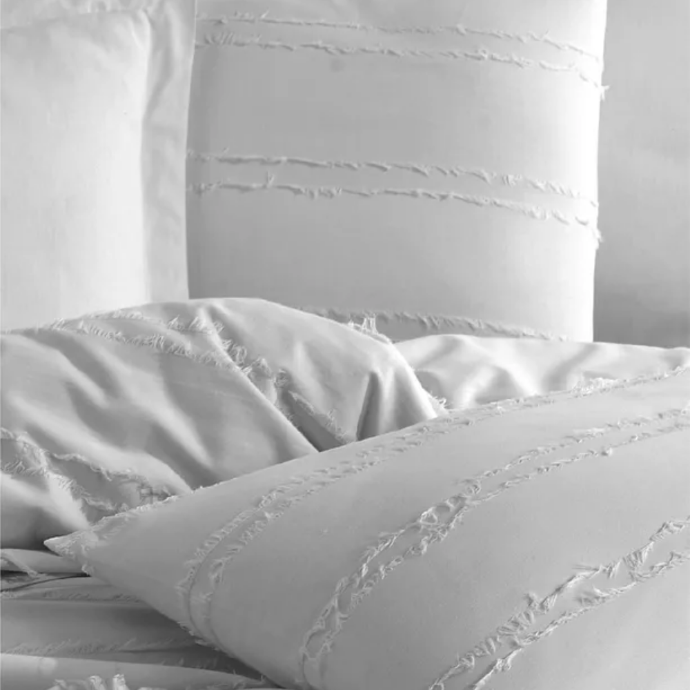 100% Cotton Double Fringed Duvet Cover Set Avola