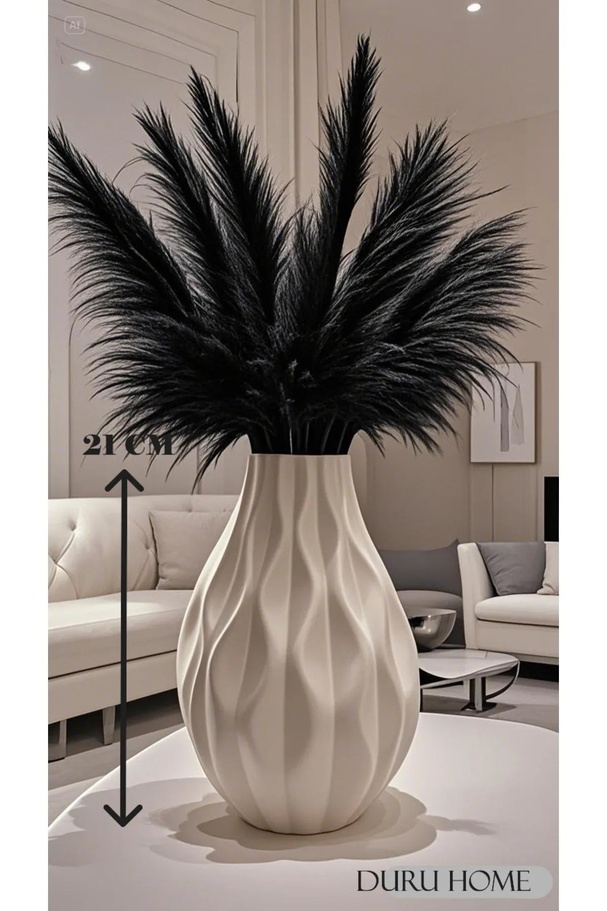 Scandinavian Bohemian Style Modern Wave Pattern Ceramic White Vase 21 cm Atelier Casa