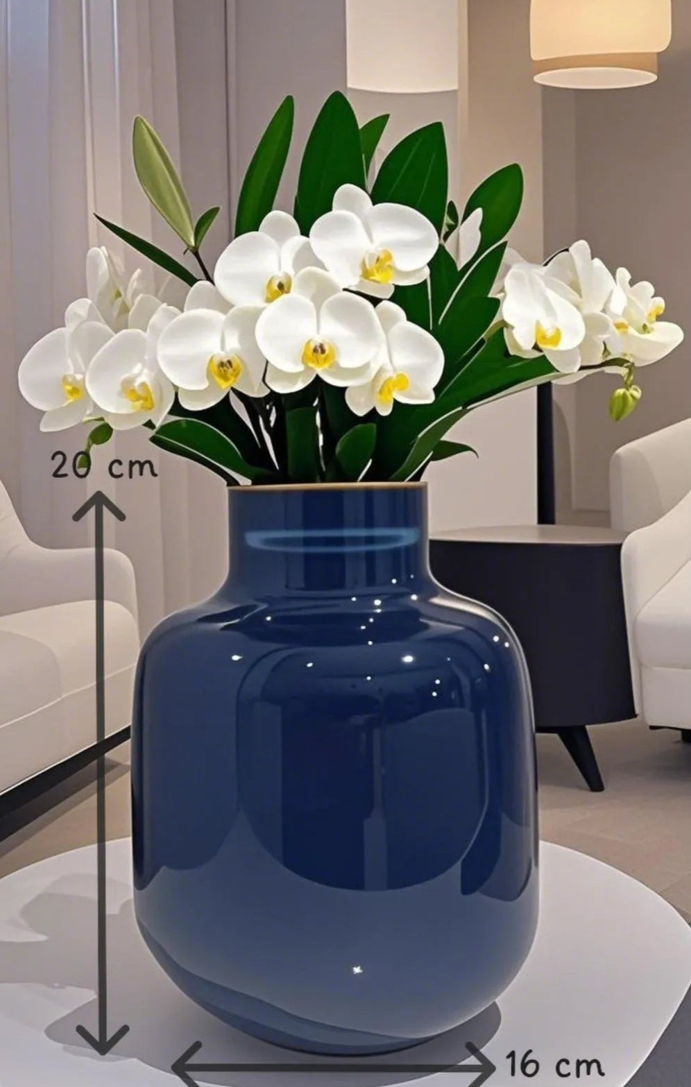Glossy Navy Vase – 20x16 cm AtelierCasa