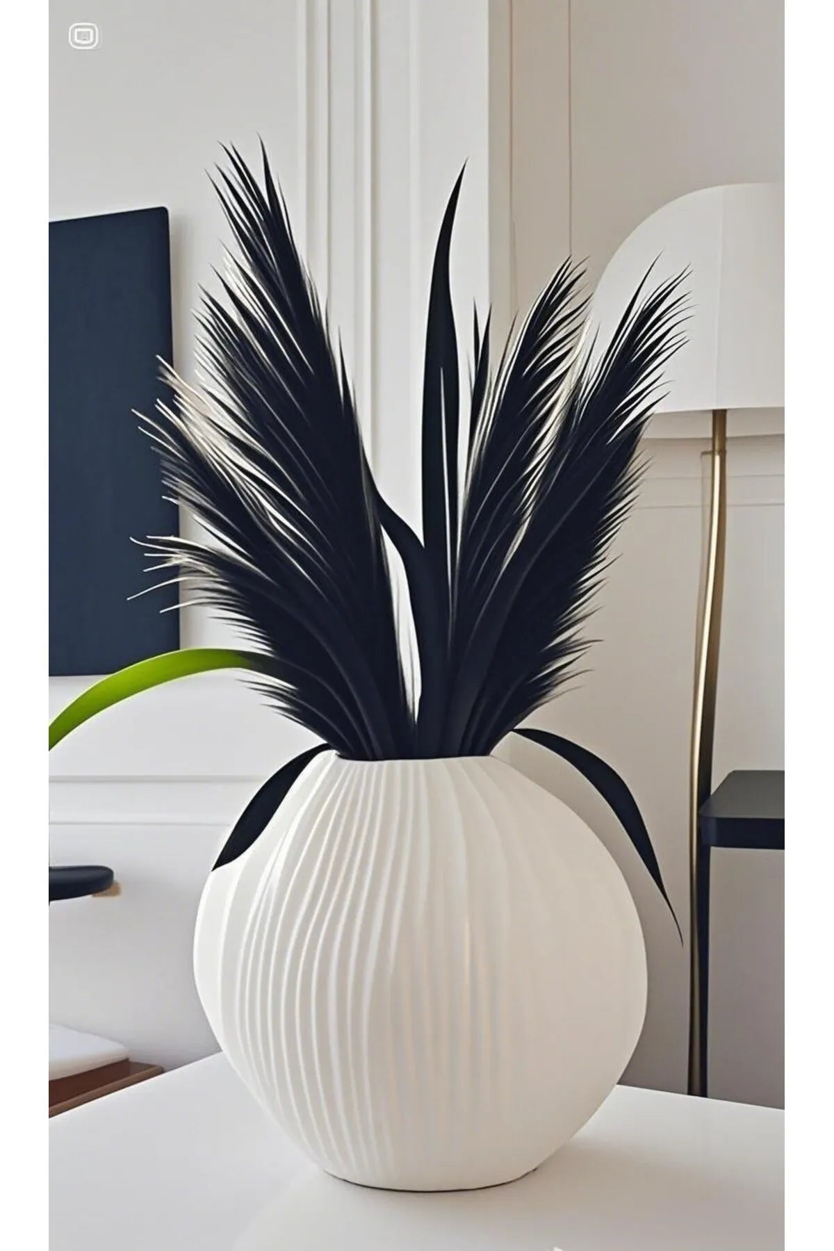 Scandinavian Style Large Oval Ceramic White Vase Atelier Casa