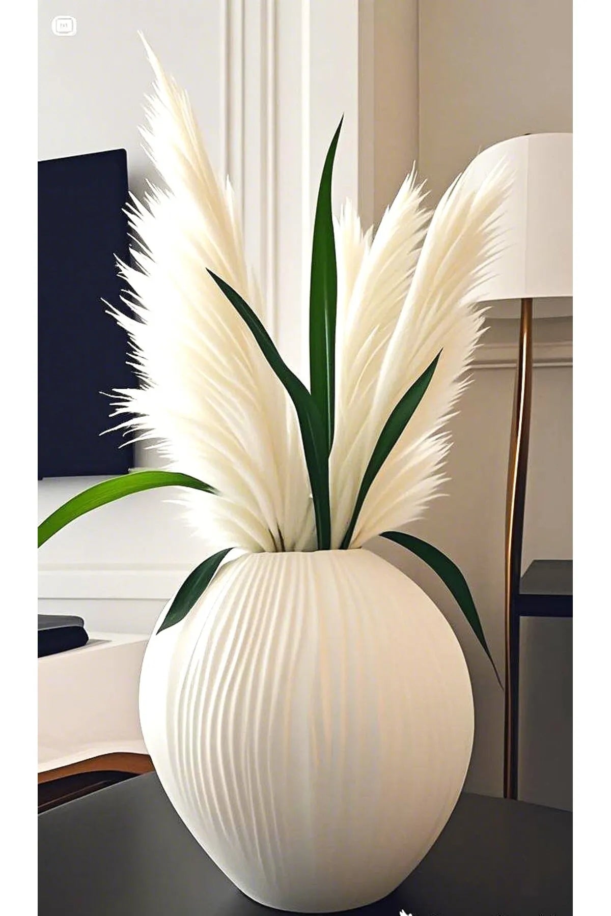 Scandinavian Style Large Oval Ceramic White Vase Atelier Casa