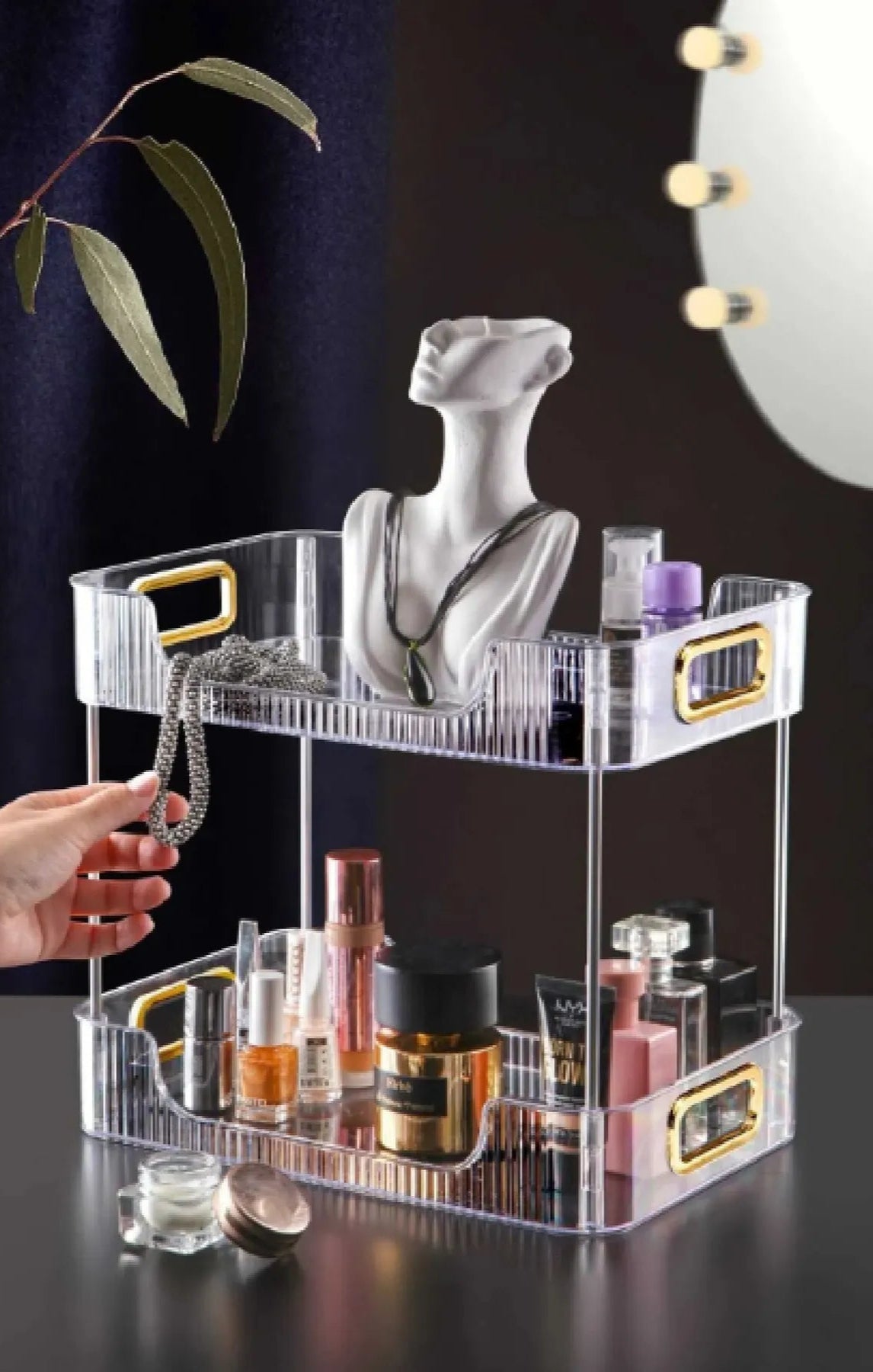 LuxeClear – 2-Tier Acrylic Organizer with Gold Handles Atelier Casa