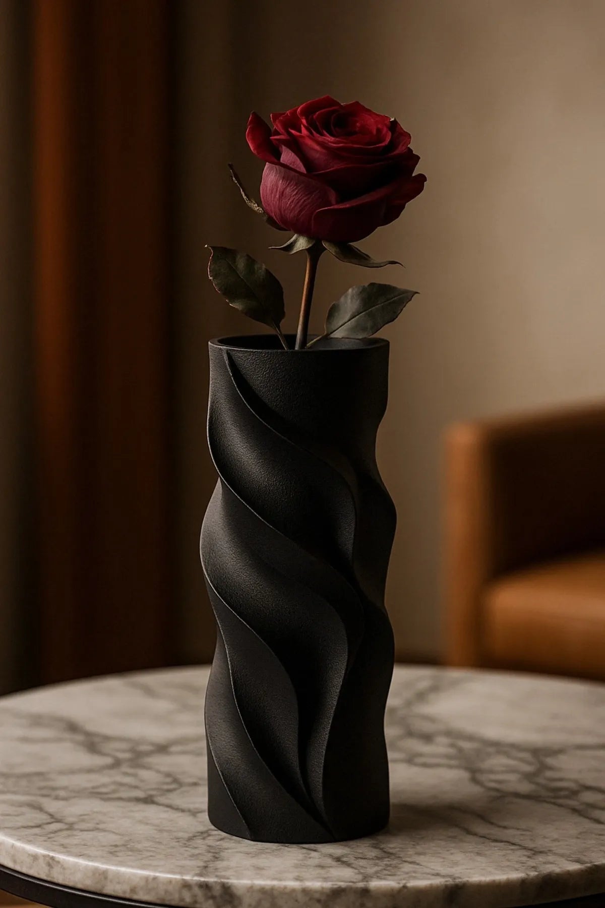 Noir Wave Ceramic Vase(PVC Material) AtelierCasa