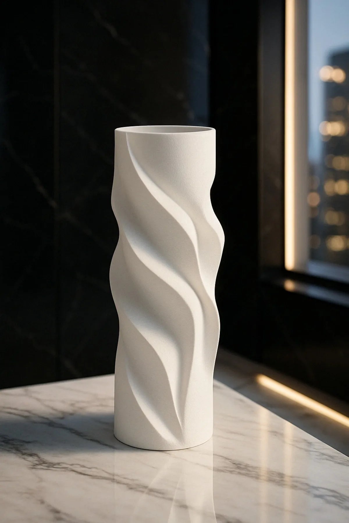 WHITE SPIRAL MODERN DECORATIVE VASE (PVC Material) AtelierCasa