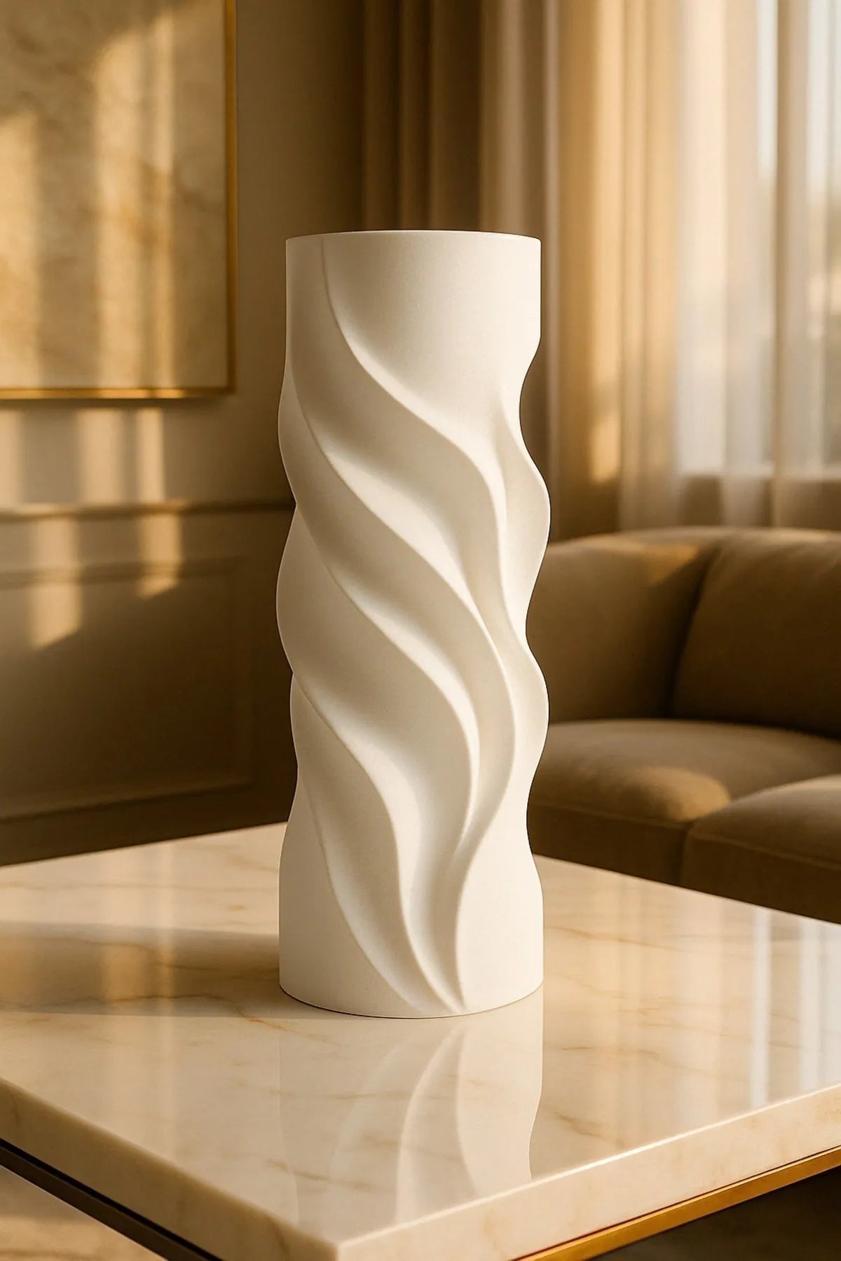 WHITE SPIRAL MODERN DECORATIVE VASE (PVC Material) AtelierCasa