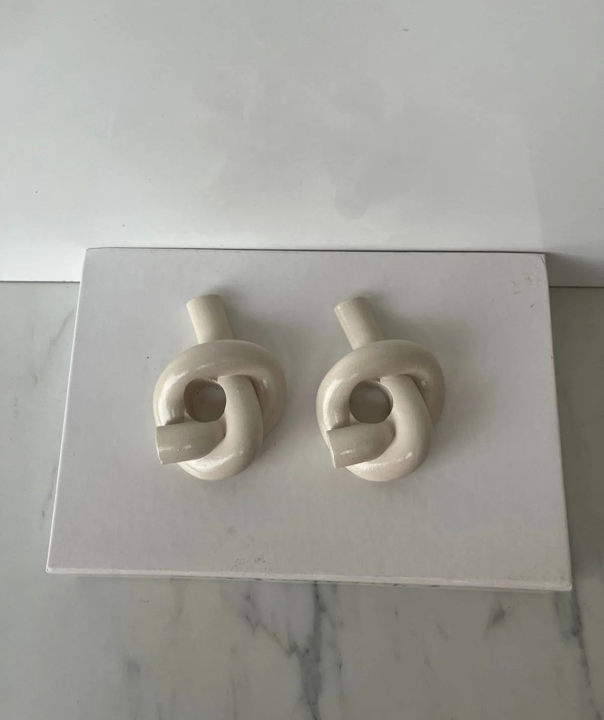 Knot & Glow – Ceramic Candlestick Duo AtelierCasa