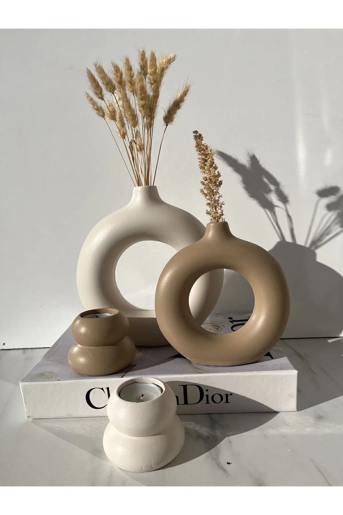 4-Piece Ceramic Arch Vase & Candle Holder Set Atelier Casa