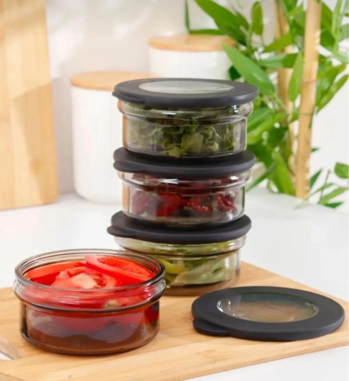 SealFresh – 4-Piece Round Glass Storage Set AtelierCasa