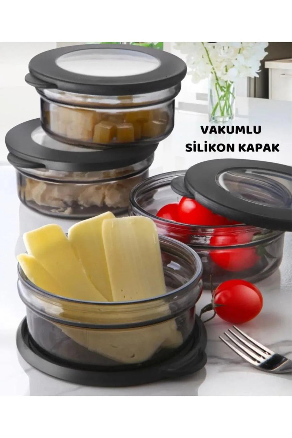 SealFresh – 4-Piece Round Glass Storage Set AtelierCasa
