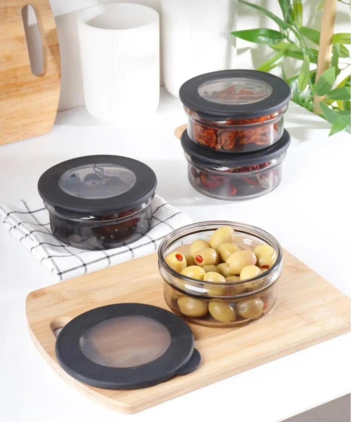 SealFresh – 4-Piece Round Glass Storage Set AtelierCasa