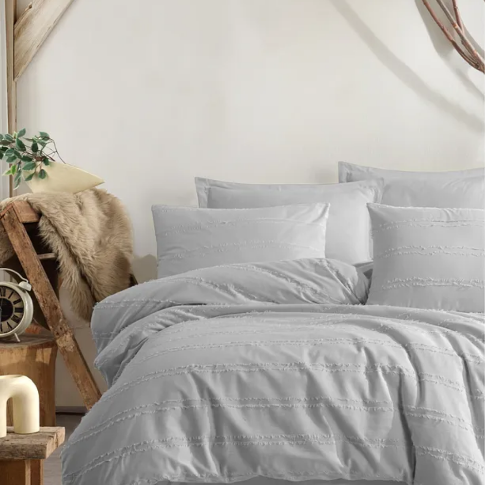 100% Cotton Double Fringed Duvet Cover Set Avola