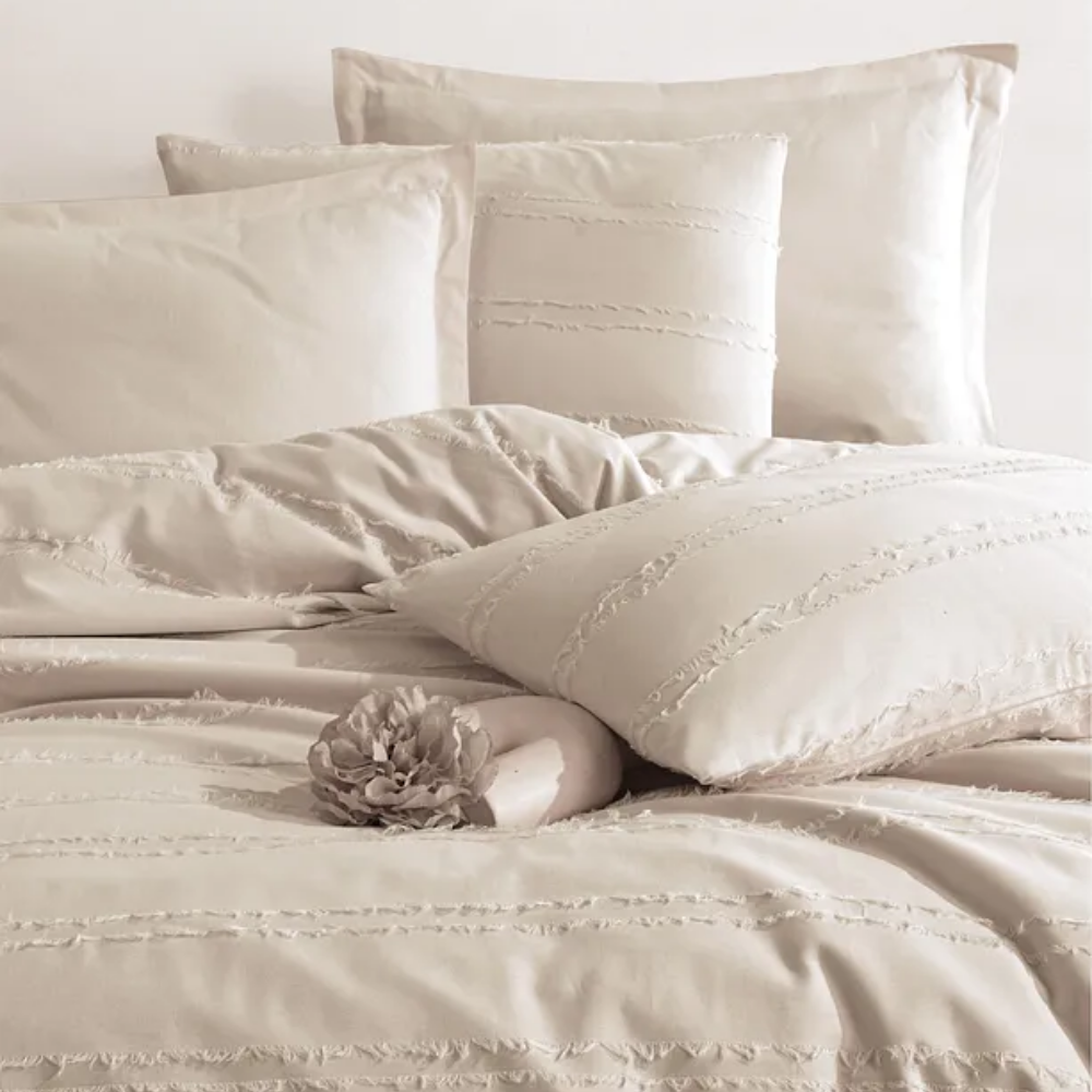 100% Cotton Double Fringed Duvet Cover Set Avola