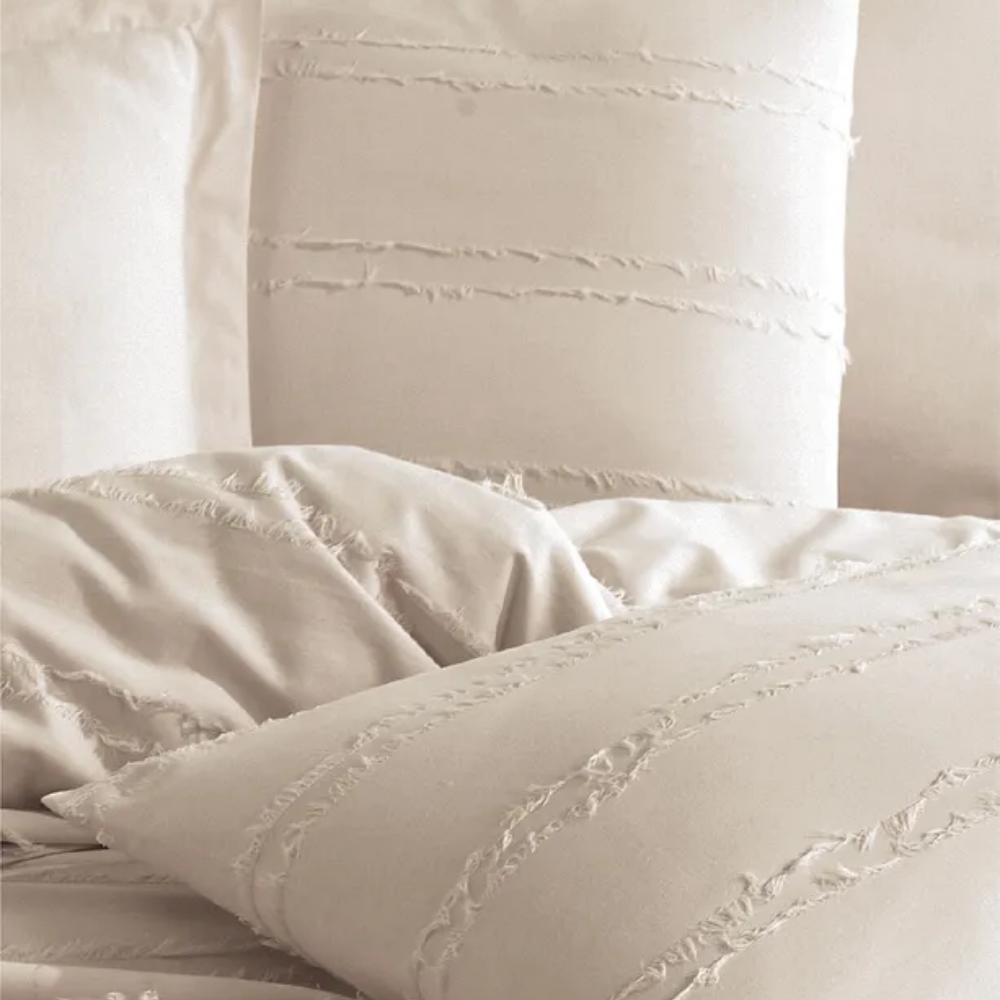 100% Cotton Double Fringed Duvet Cover Set Avola