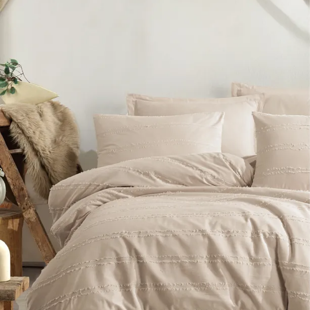 100% Cotton Double Fringed Duvet Cover Set Avola