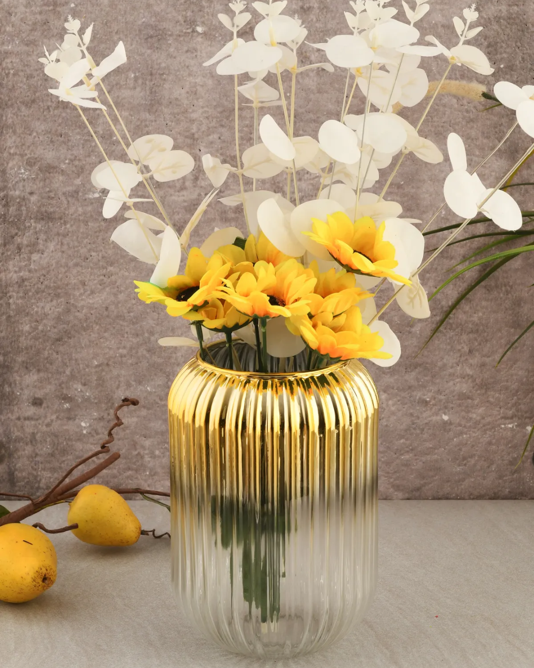 Decorative Line Glass Vase GOLD SHADE - 20 cm AtelierCasa