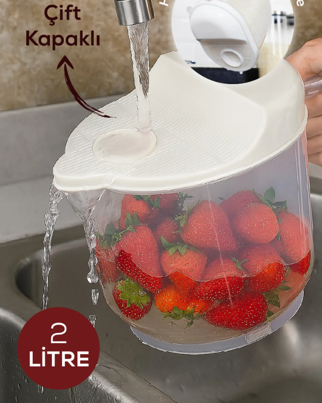 Brass Strainer 2 Liters White - Washing and Straining