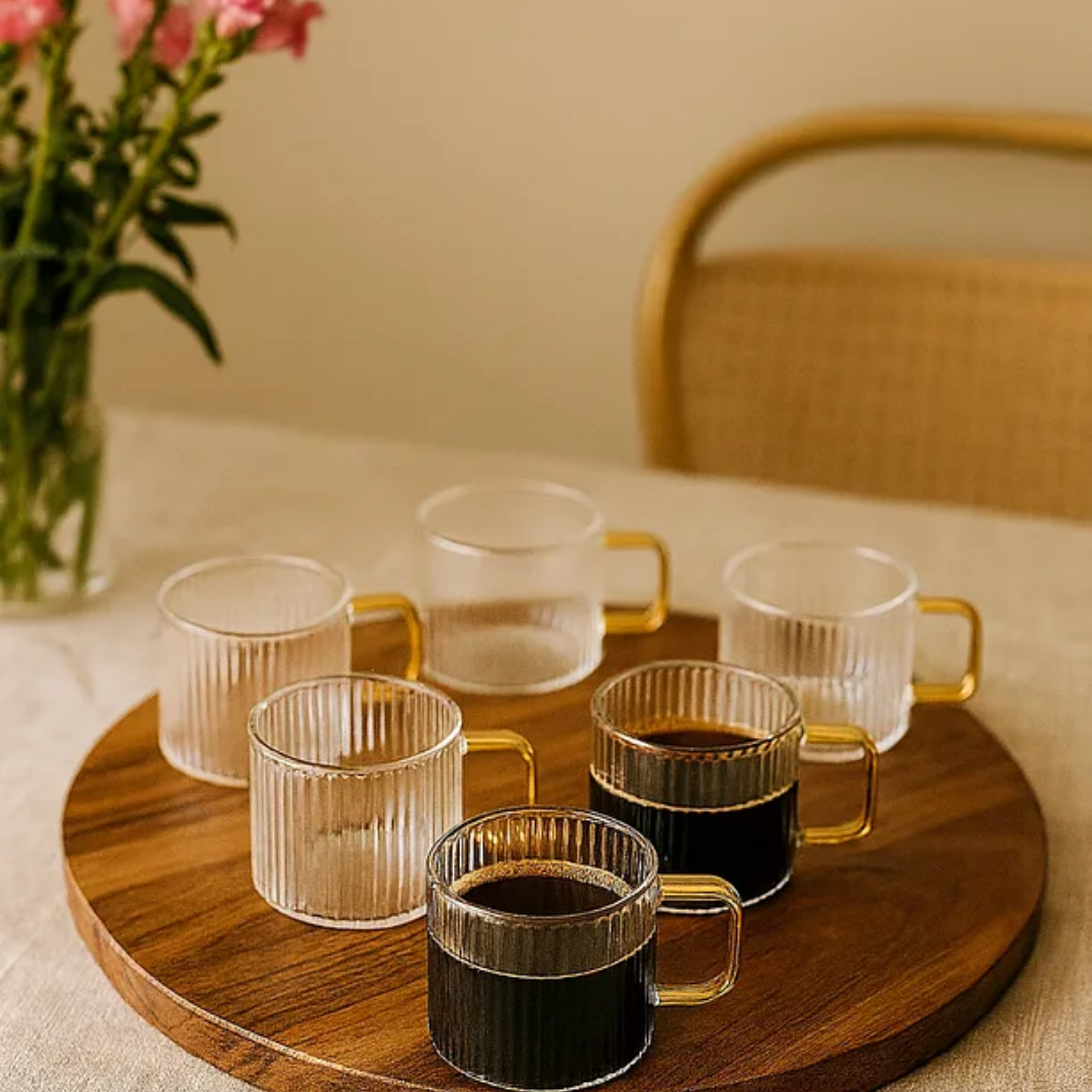 6-Piece 150 ml Tea Coffee Espresso Glass Cups