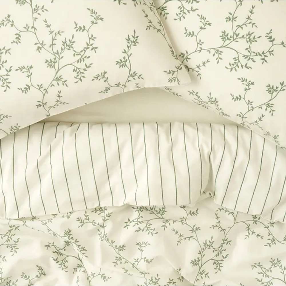Lauren Cotton Double Duvet Cover Set Green (200x220 cm)