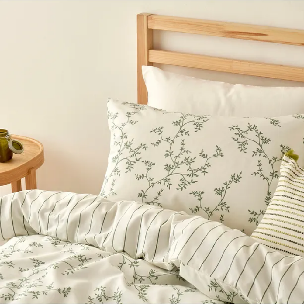 Lauren Cotton Double Duvet Cover Set Green (200x220 cm)