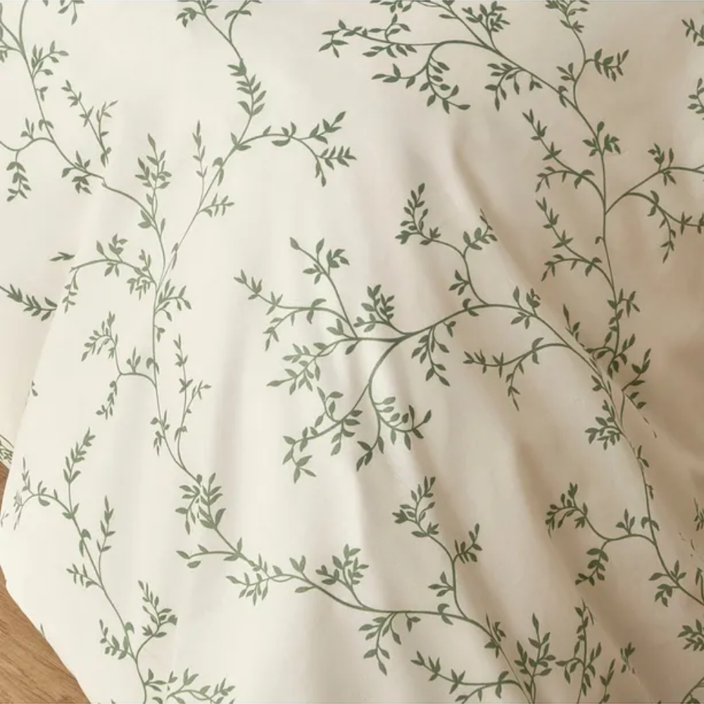 Lauren Cotton Double Duvet Cover Set Green (200x220 cm)