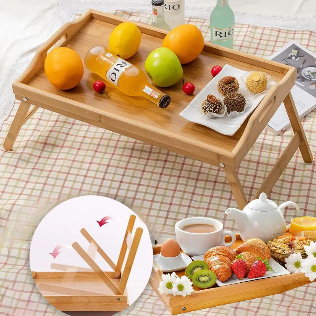 Folding Leg Bamboo Bed Enjoyment Tray Atelier Casa