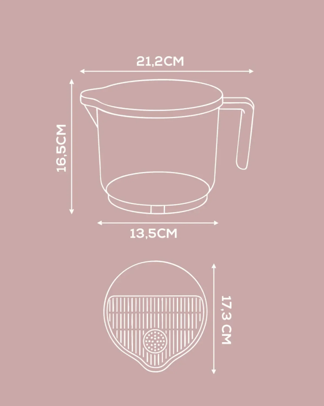 Brass Strainer 2 Liters White - Washing and Straining
