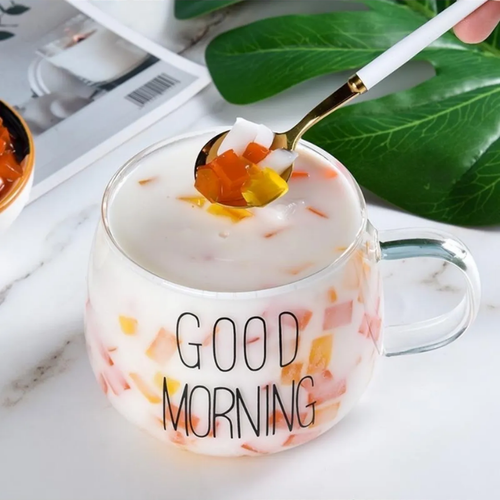 Good Morning 400 ml Borosilicate Glass Mug Set of 2 Atelier Casa