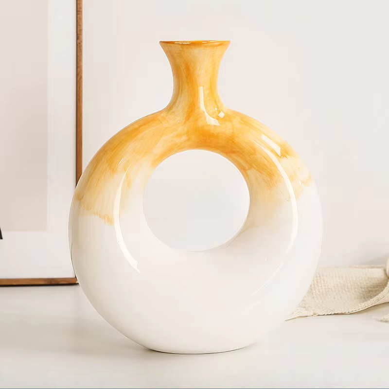 Sculpted Ceramic Color Ring Vases AtelierCasa