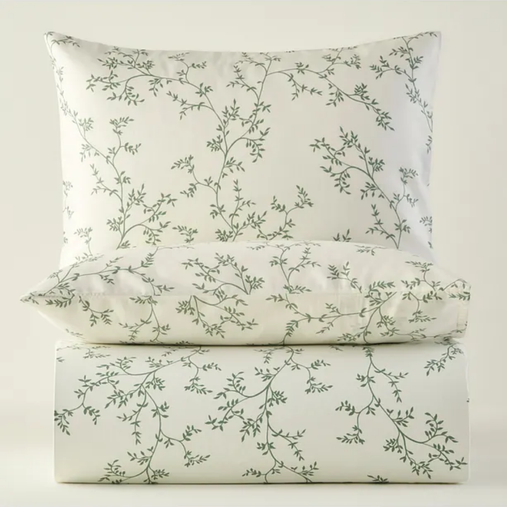 Lauren Cotton Double Duvet Cover Set Green (200x220 cm)