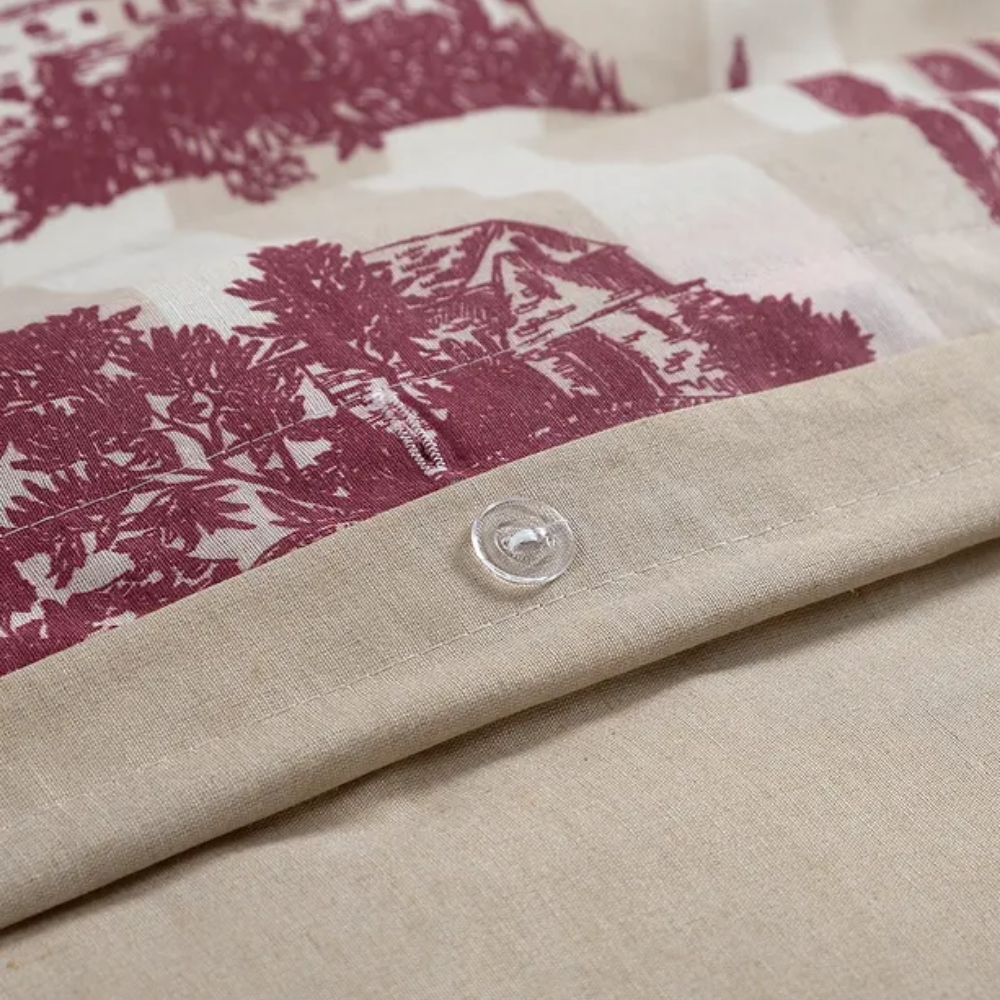 Double Duvet Cover Set 4 Pieces Dowry Helena Cream-burgundy 200x220 Cm Cotton, Nature Pattern Soft
