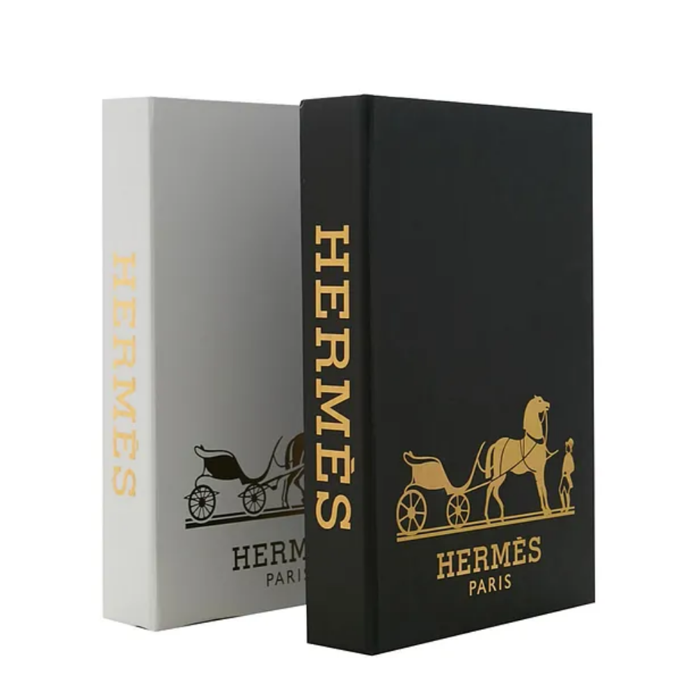 2-Pack Hermes Gold Decorative Book Box