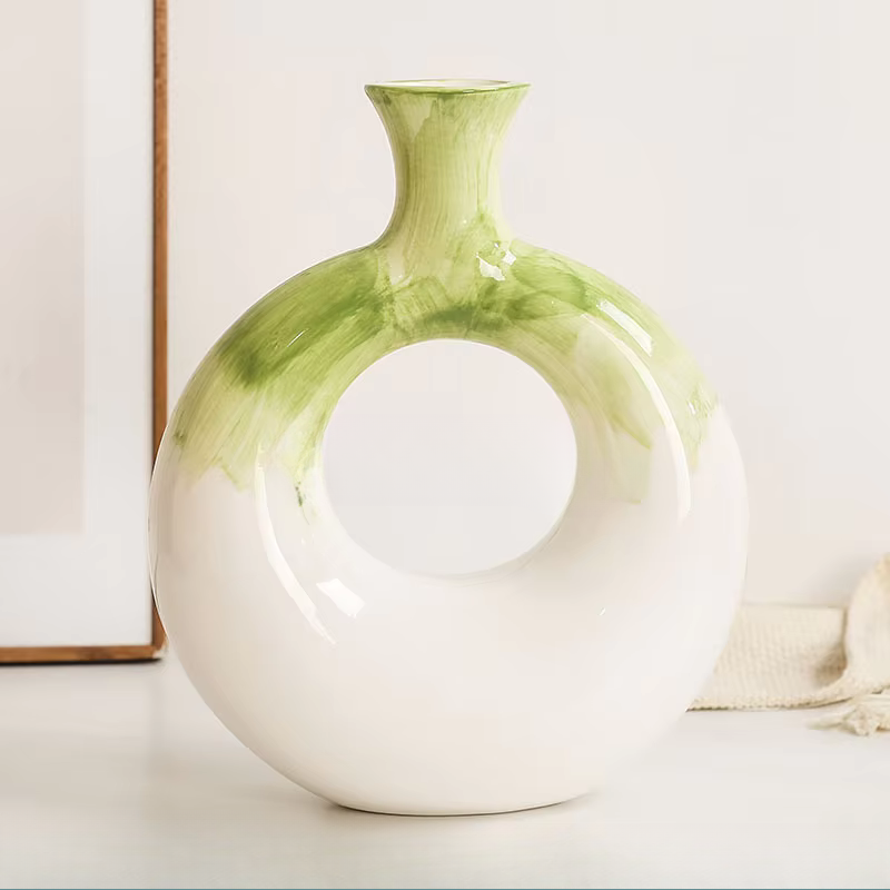 Sculpted Ceramic Color Ring Vases AtelierCasa
