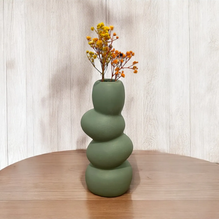 Scandinavian Style Mold Green Stoneware Vase Atelier Casa