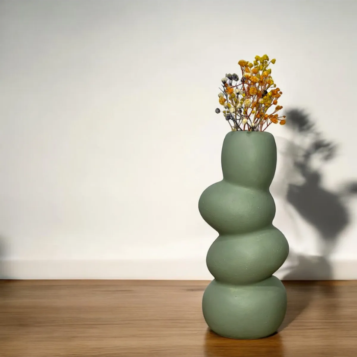 Scandinavian Style Mold Green Stoneware Vase Atelier Casa