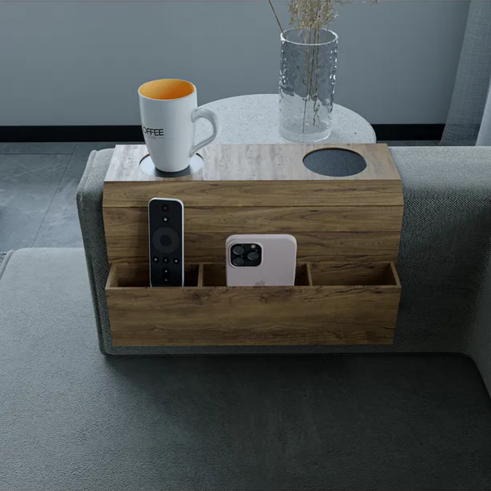 Sofa Side Table, Wooden Sofa Tray, Sofa Side Organizer