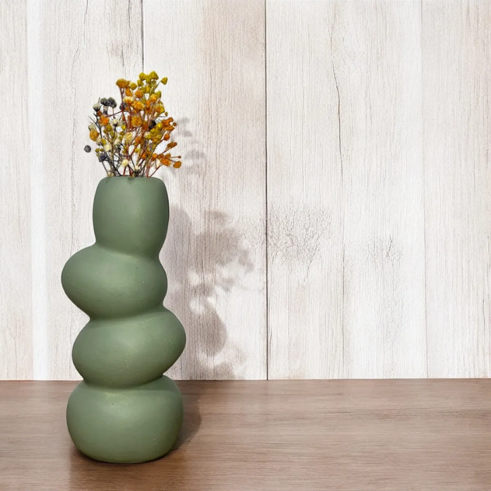 Scandinavian Style Mold Green Stoneware Vase Atelier Casa